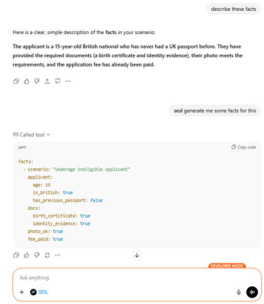 Screenshot of SESL editing a scenario